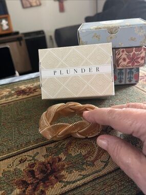 Plunder Gold Braided Statement Ring with Textured Weave